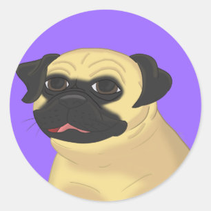Cartoon Pug Face Ronde Sticker