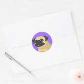 Cartoon Pug Face Ronde Sticker (Envelop)