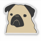 Cartoon Pug Face Sticker (Voorkant)