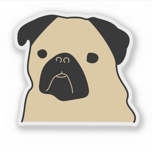 Cartoon Pug Face Sticker (Voorkant)