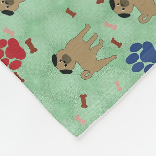 Cartoon Pug Fleece Deken (Hoek)