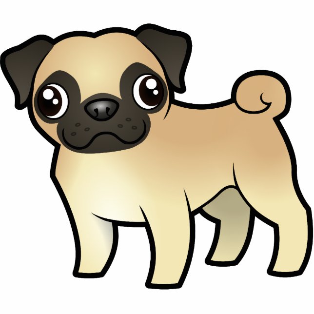 Cartoon Pug Fotobeeldje Magneet (Voorkant)