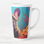 Cartoon Pug in een Garden Latte Mok (Rechts)