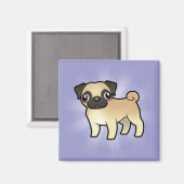 Cartoon Pug Magneet (Voorkant / Achterkant)