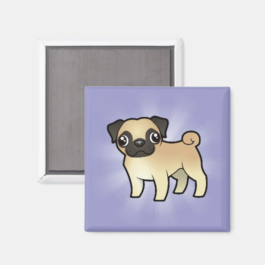 Cartoon Pug Magneet (Voorkant / Achterkant)