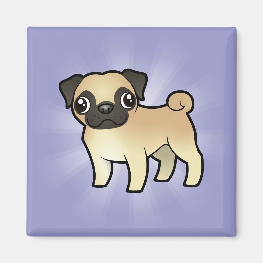 Cartoon Pug Magneet (Voorkant)