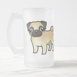 Cartoon Pug Matglas Bierpul
