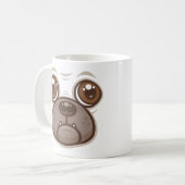 Cartoon Pug Mok Puggengezicht (Voorkant links)