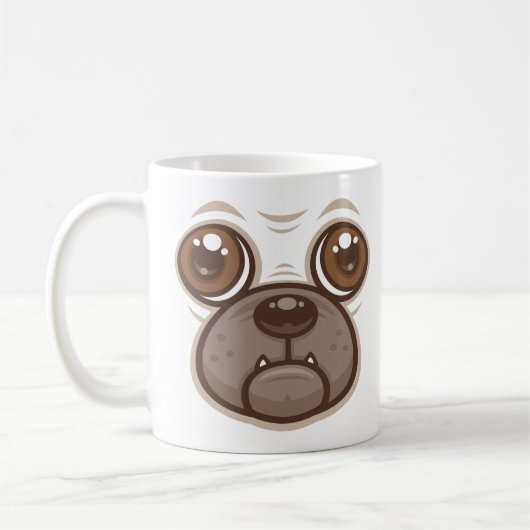Cartoon Pug Mok Puggengezicht (Links)