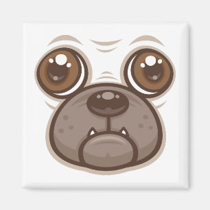 Cartoon Pug Mok Puppy Hondengezicht Magneet