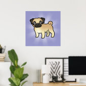 Cartoon Pug Poster (Thuiskantoor)