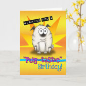 Cartoon Pug Pugtastic Verjaardag Kaart (Gele Bloem)