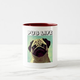Cartoon Pug Puppy Cutest Ever Fun Dog Pug Shot Tweekleurige Koffiemok