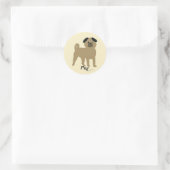 Cartoon Pug Ronde Sticker (Tas)