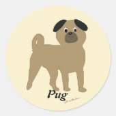 Cartoon Pug Ronde Sticker (Voorkant)