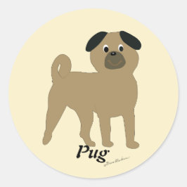 Cartoon Pug Ronde Sticker