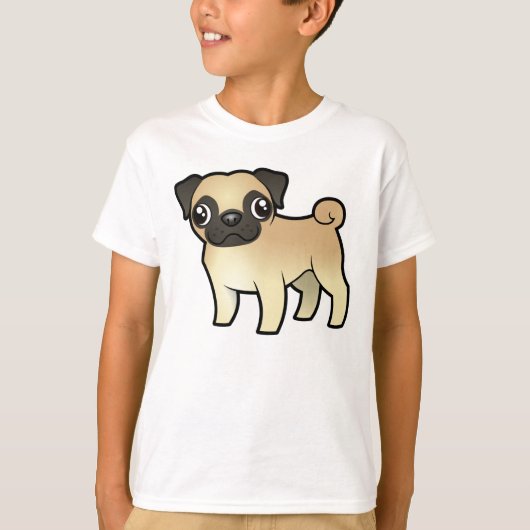 Cartoon Pug T-shirt (Voorkant)