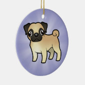 Cartoon Pug (voeg uw eigen bericht toe) Keramisch Ornament (Rechts)