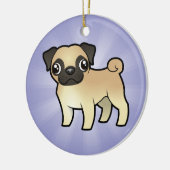 Cartoon Pug (voeg uw eigen bericht toe) Keramisch Ornament (Links)