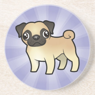 Cartoon Pug Zandsteen Onderzetter