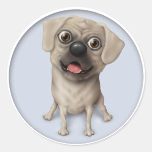 Cartoon pugle 2 ronde sticker