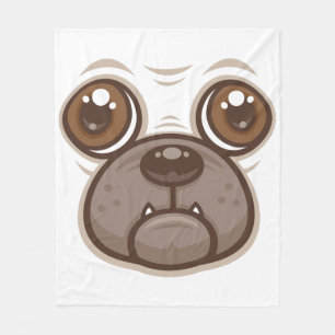 Cartoon Pugs Mopshondengezicht Fleece Deken
