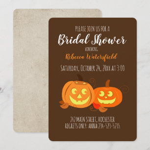 Cartoon Pumpkins Wedding Cute Couple Vrijgezellenf Kaart