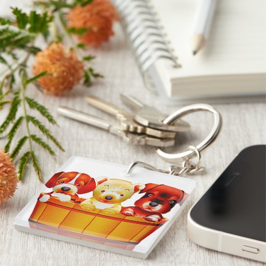 Cartoon Puppies Sleutelhanger (Voorkant Rechts)