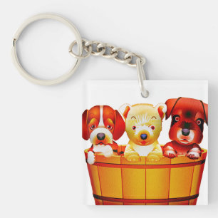 Cartoon Puppies Sleutelhanger