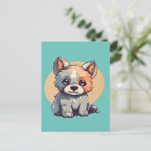 CARTOON PUPPY BRIEFKAART (Staand voorkant)