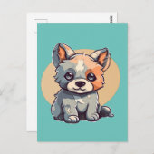 CARTOON PUPPY BRIEFKAART (Voorkant / Achterkant)