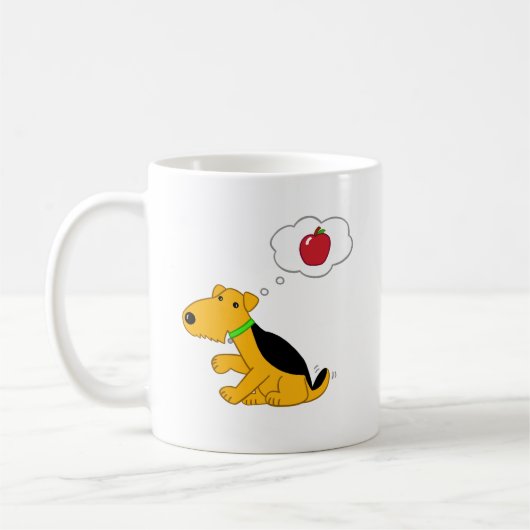 Cartoon Puppy Dog Denking of a Apple Koffiemok (Links)