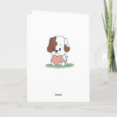 Cartoon Puppy Dog met hart-op-dag Kaart (Achterkant)