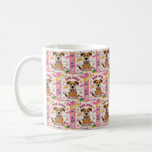 Cartoon Puppy hond moeder in roze kamer Koffiemok
