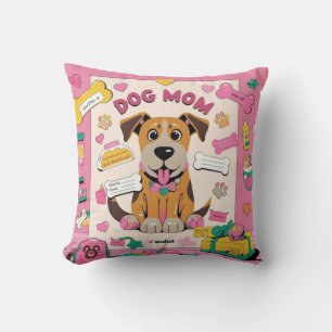 Cartoon Puppy hond moeder in roze kamer Kussen