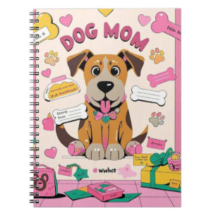 Cartoon Puppy hond moeder in roze kamer Notitieboek