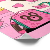 Cartoon Puppy hond moeder in roze kamer Poster (Hoek)