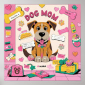 Cartoon Puppy hond moeder in roze kamer Poster (Voorkant)