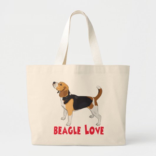 Cartoon Puppy Hondenliefhebber Cute Beagle Large T Grote Tote Bag (Voorkant)