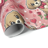 Cartoon puppy met Valentijnsdag harten Cadeaupapier (Rol Hoek)