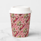 Cartoon puppy met Valentijnsdag harten Papieren Bekers (Links)