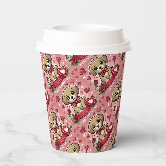 Cartoon puppy met Valentijnsdag harten Papieren Bekers (Achterkant)