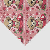 Cartoon puppy met Valentijnsdag harten Tissuepapier (Detail)