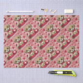 Cartoon puppy met Valentijnsdag harten Tissuepapier (Craft)