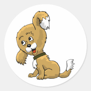 Cartoon Puppy Ronde Sticker
