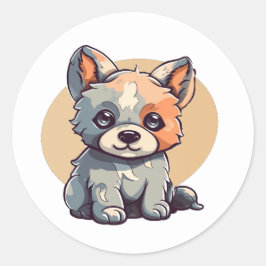 CARTOON PUPPY RONDE STICKER