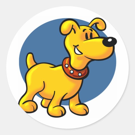 Cartoon puppy ronde sticker (Voorkant)