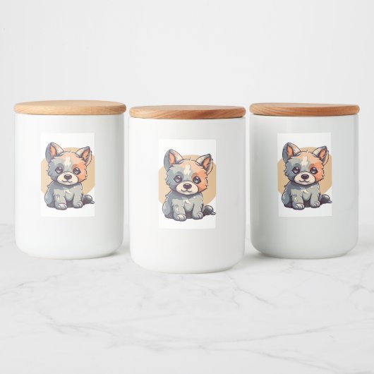 CARTOON PUPPY VOEDSELCONTAINER ETIKET (Flessen)