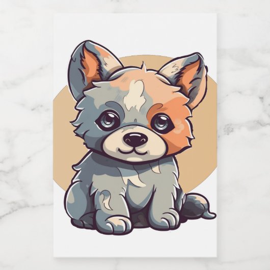 CARTOON PUPPY VOEDSELCONTAINER ETIKET (Enkel label)