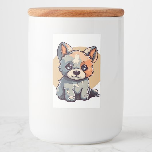 CARTOON PUPPY VOEDSELCONTAINER ETIKET (Voorkant)